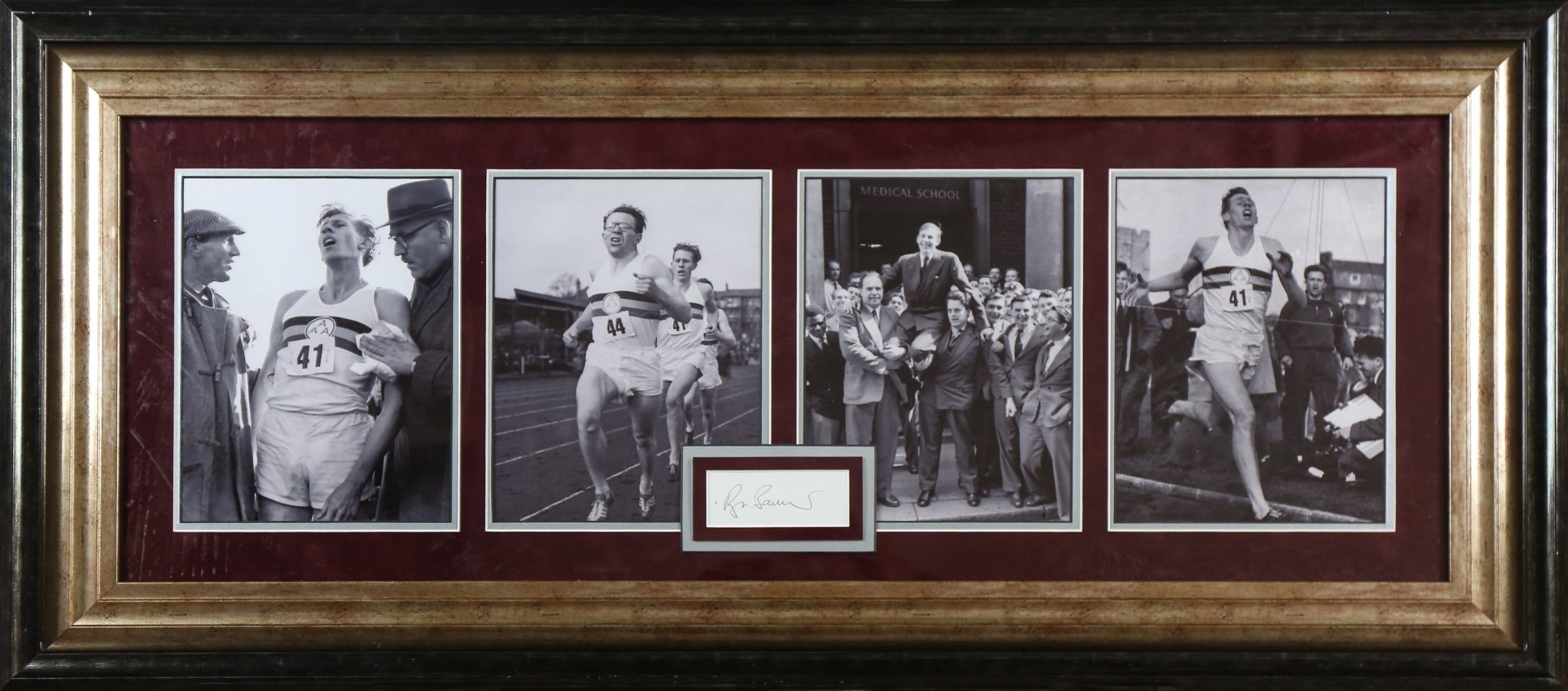 Roger Bannister Signed Whitecard Framed Display - Memorabilia Framers Shop